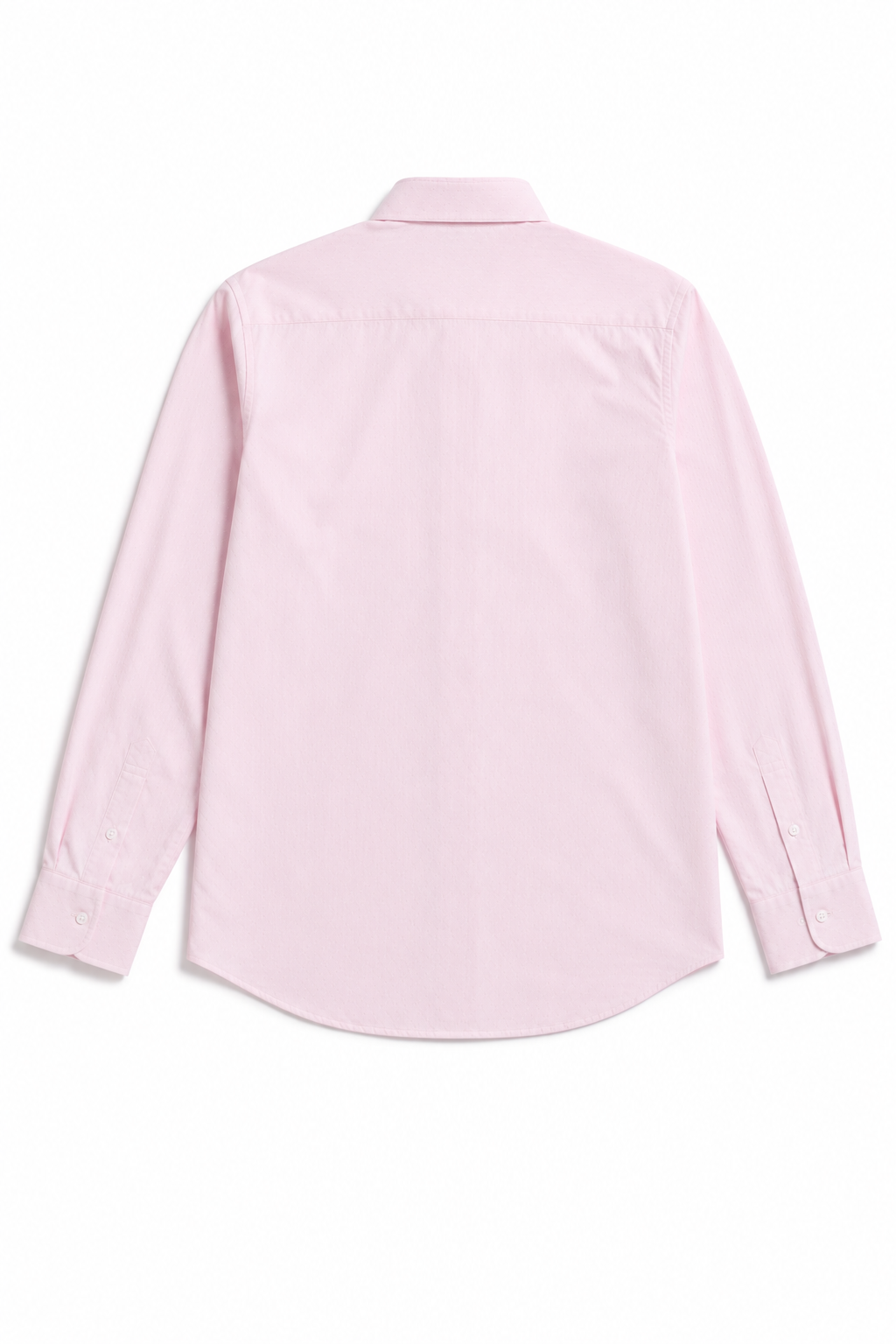 Pink textured long-sleeve button-down shirt back view