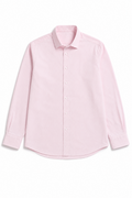 Pink textured long-sleeve button-down shirt front view