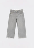 Pull and Bear light grey wide-leg raw-hem jeans front view