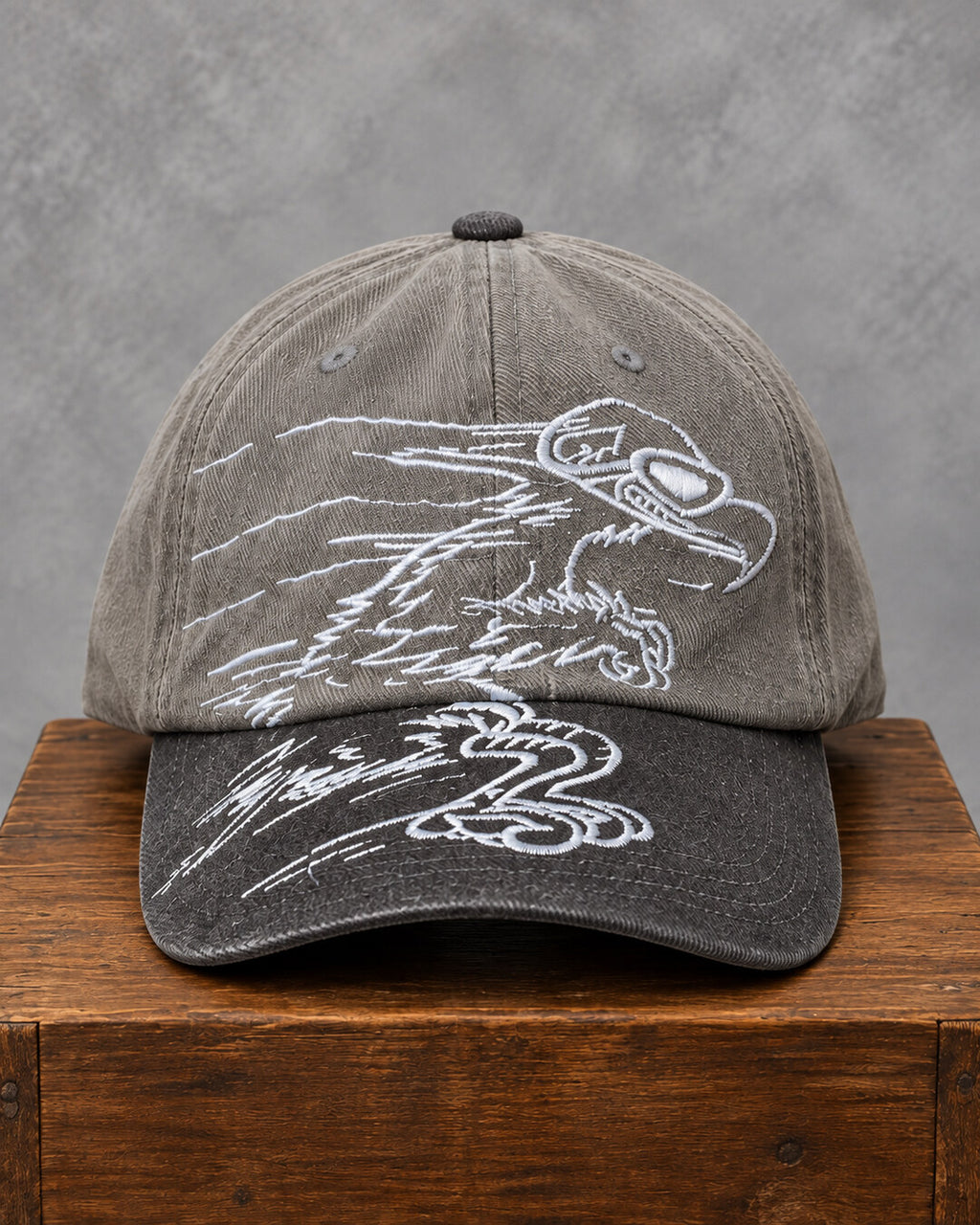 Grey & Black Eagle Graphic Cap, front view