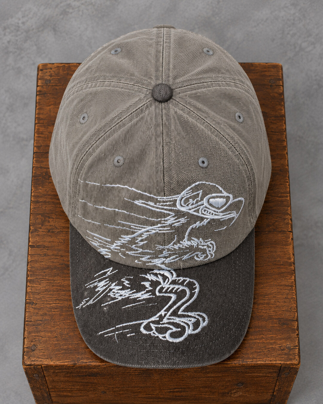 Grey & Black Eagle Graphic Cap, top view