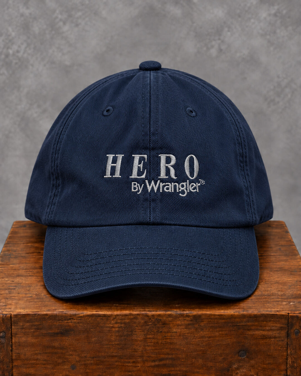 Navy HERO by Wrangler Embroidered Cap, front view