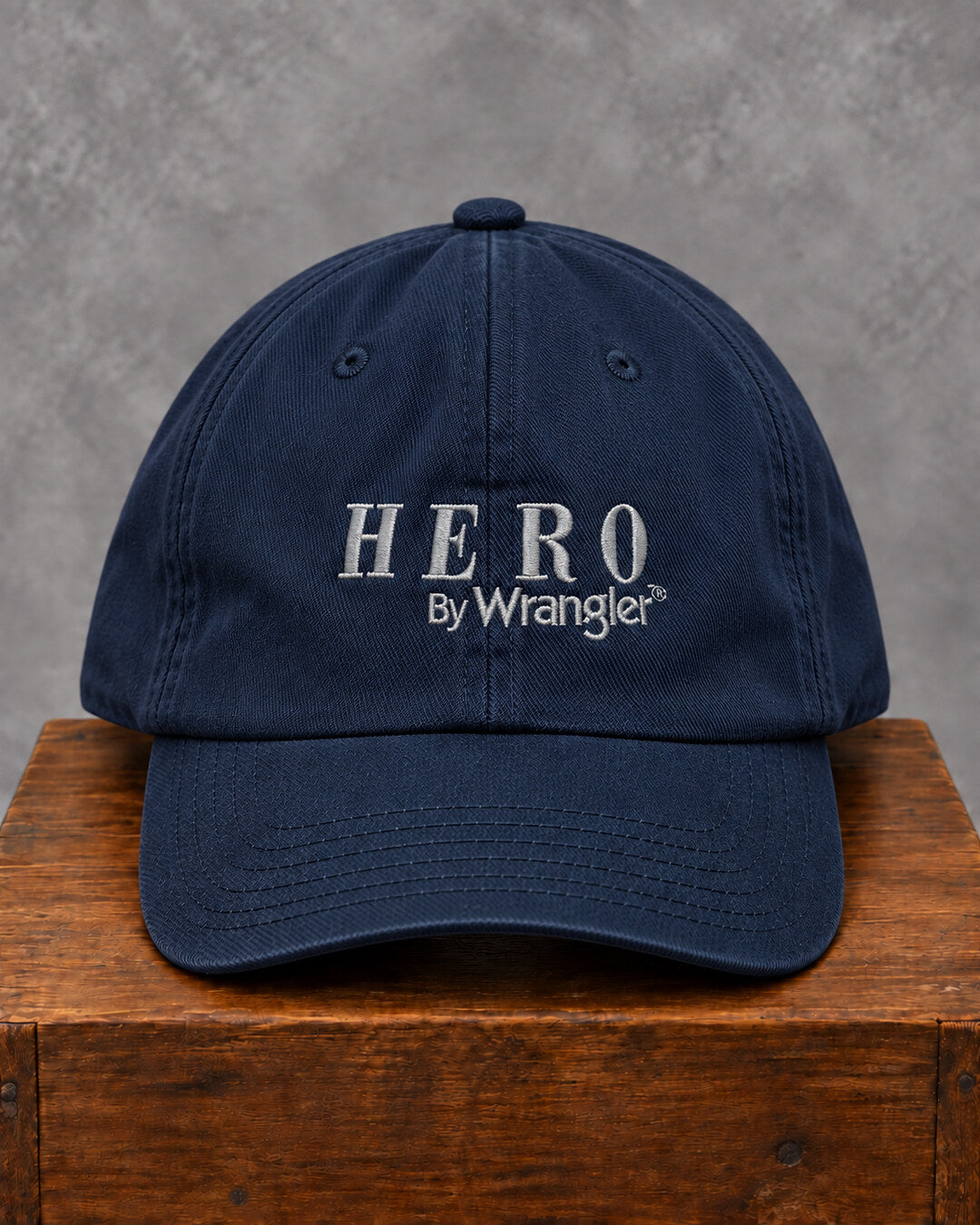 Navy HERO by Wrangler Embroidered Cap, front view