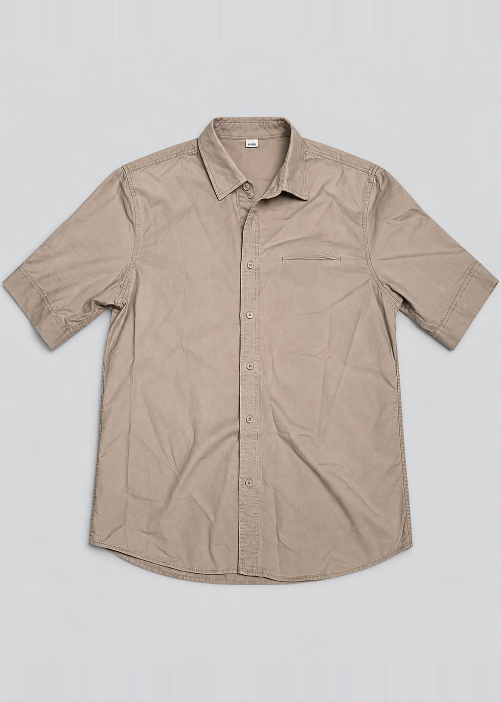 Smoking Collage Graphic Shirt – Taupe Short Sleeve – front flat lay