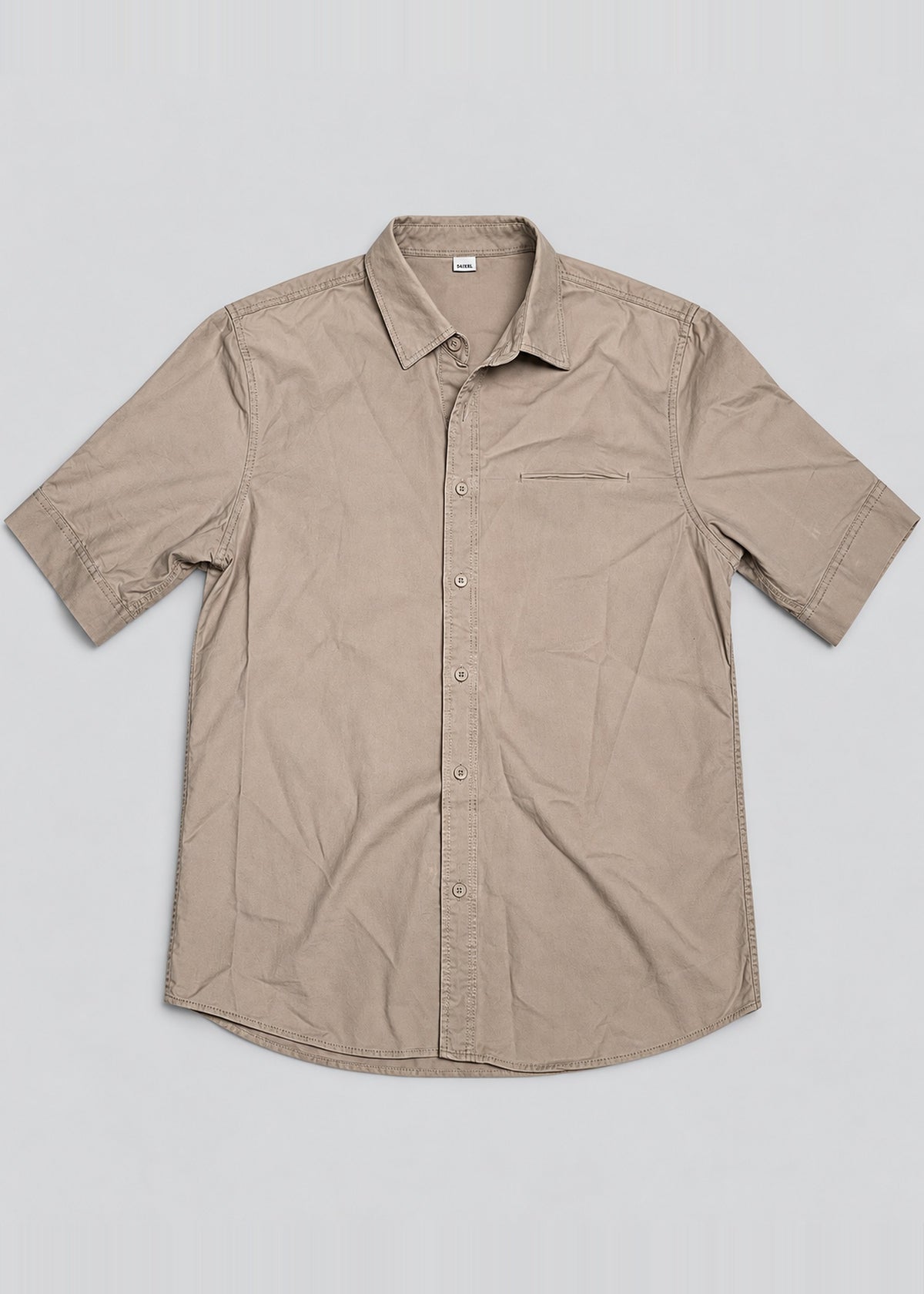 Smoking Collage Graphic Shirt – Taupe Short Sleeve – front flat lay