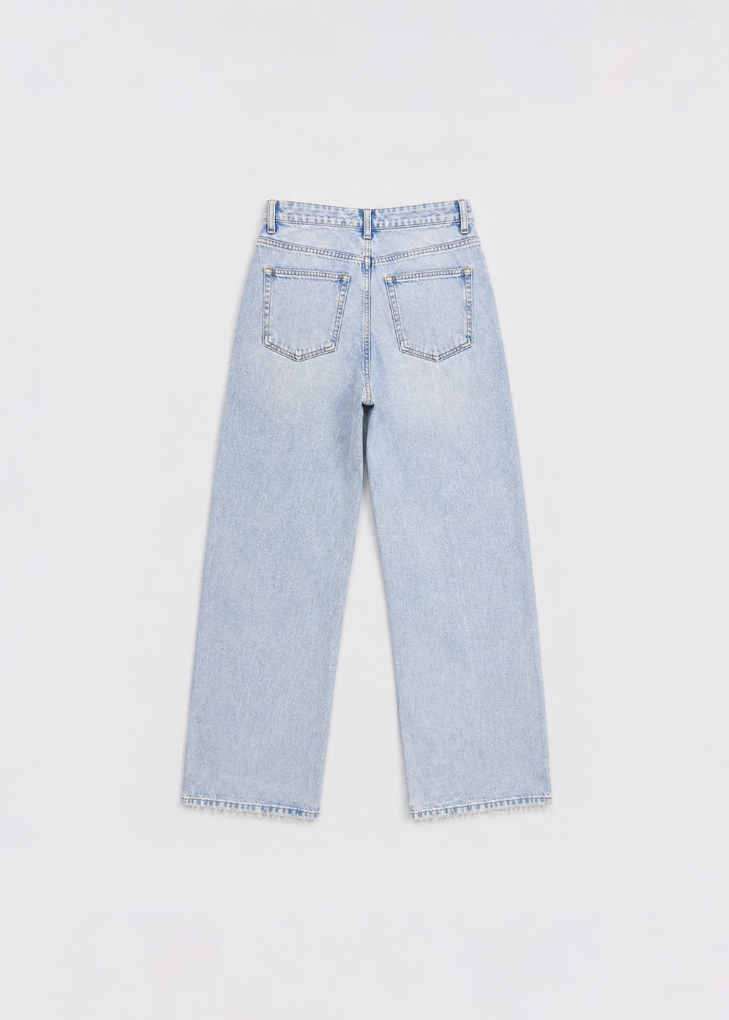 Ultra-light-wash wide-leg jeans back view with patch pockets