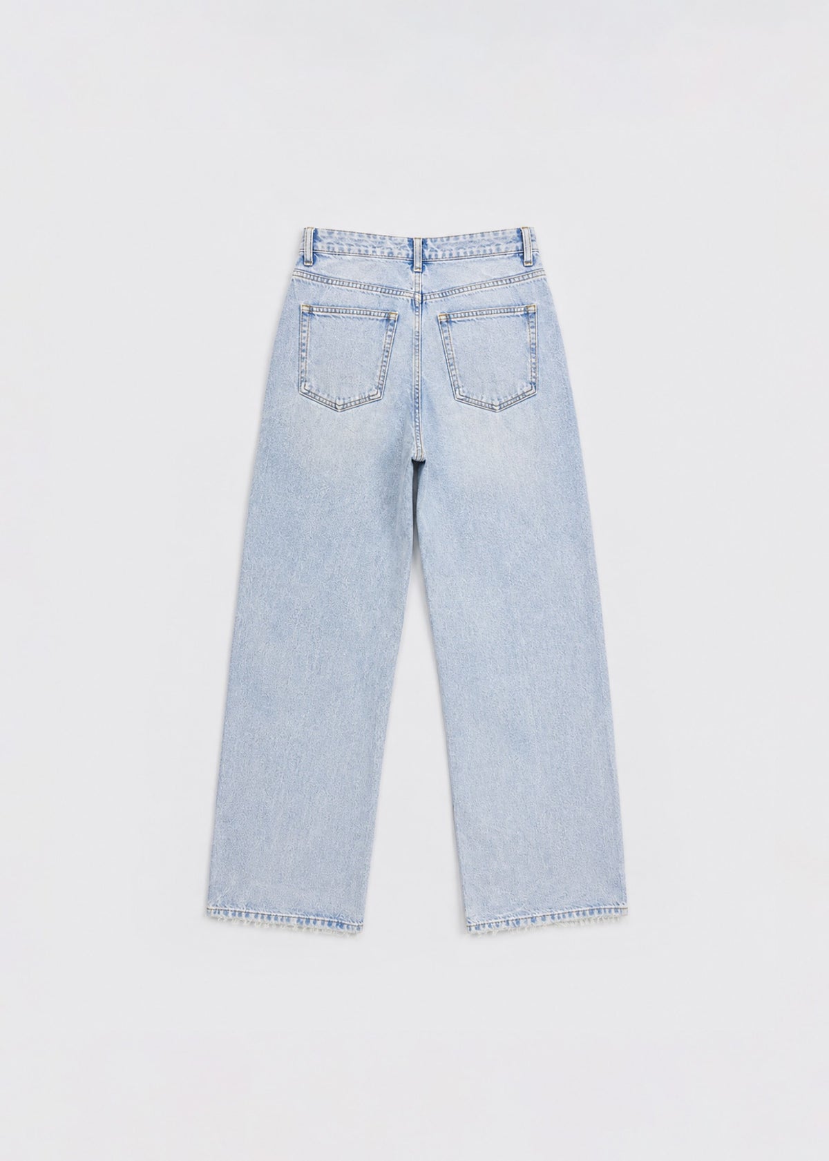 Ultra-light-wash wide-leg jeans back view with patch pockets