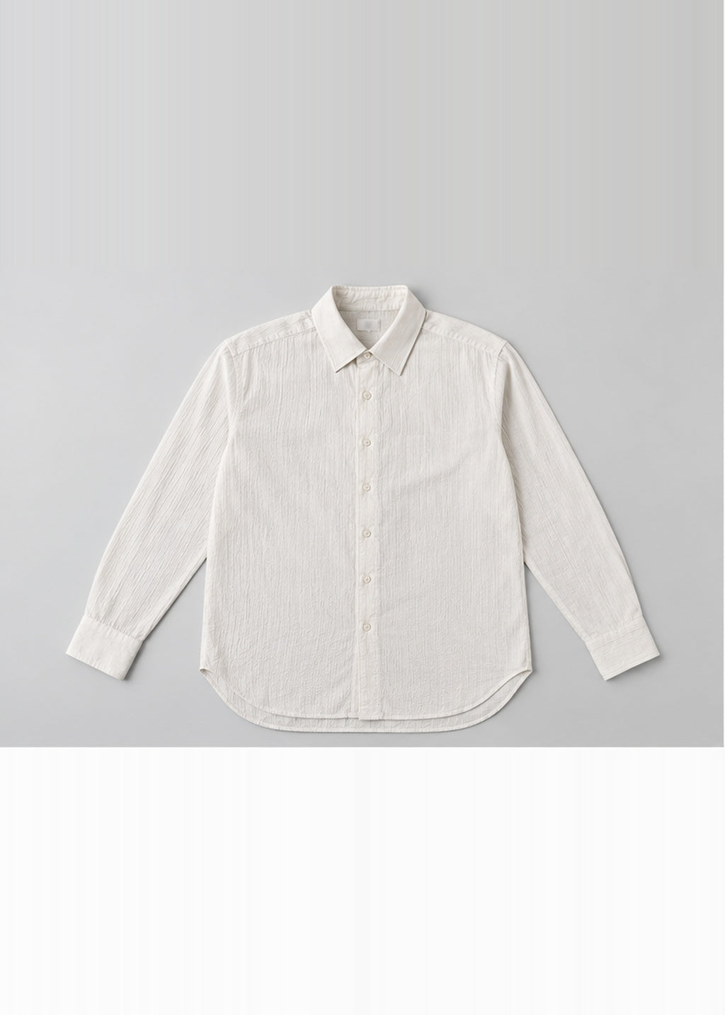 White Textured Women’s Long-Sleeve Shirt – front flat lay