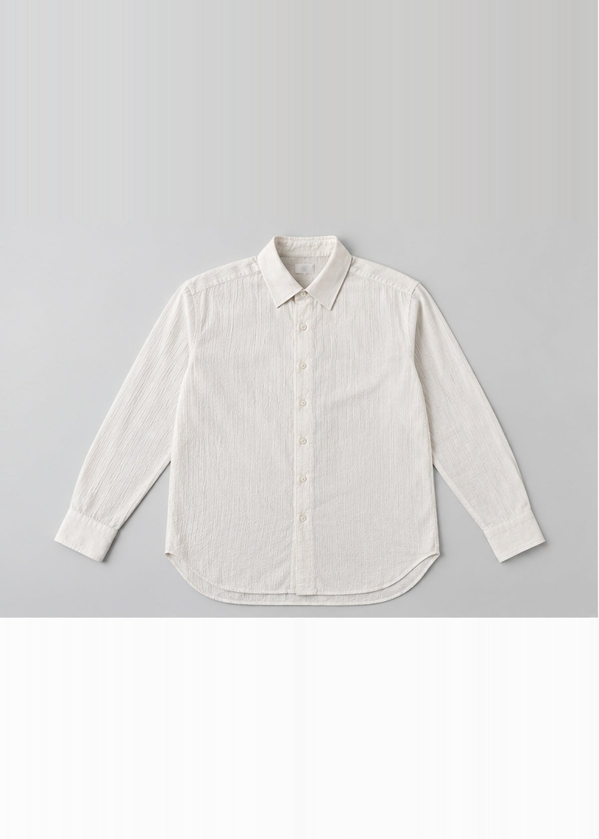 White Textured Women’s Long-Sleeve Shirt – front flat lay