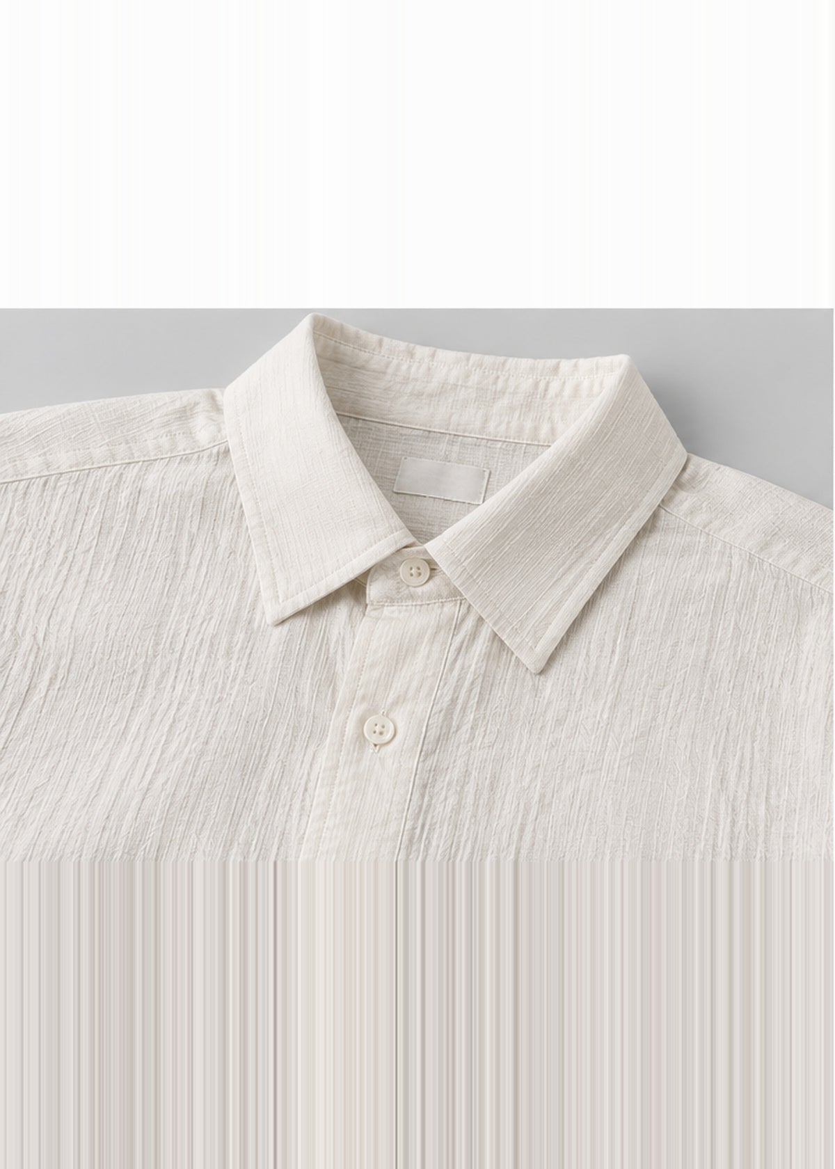 White Textured Women’s Long-Sleeve Shirt – collar and textured fabric close-up