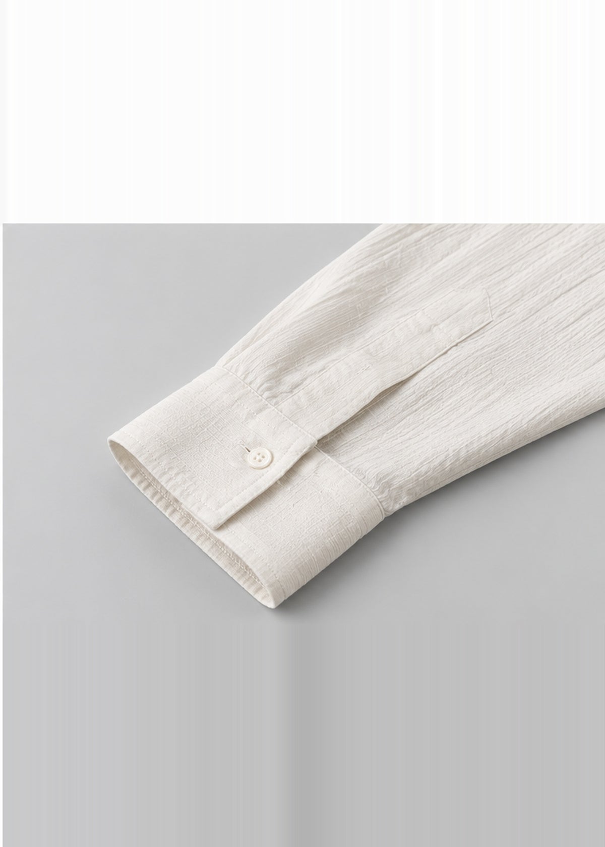 White Textured Women’s Long-Sleeve Shirt – cuff and sleeve close-up
