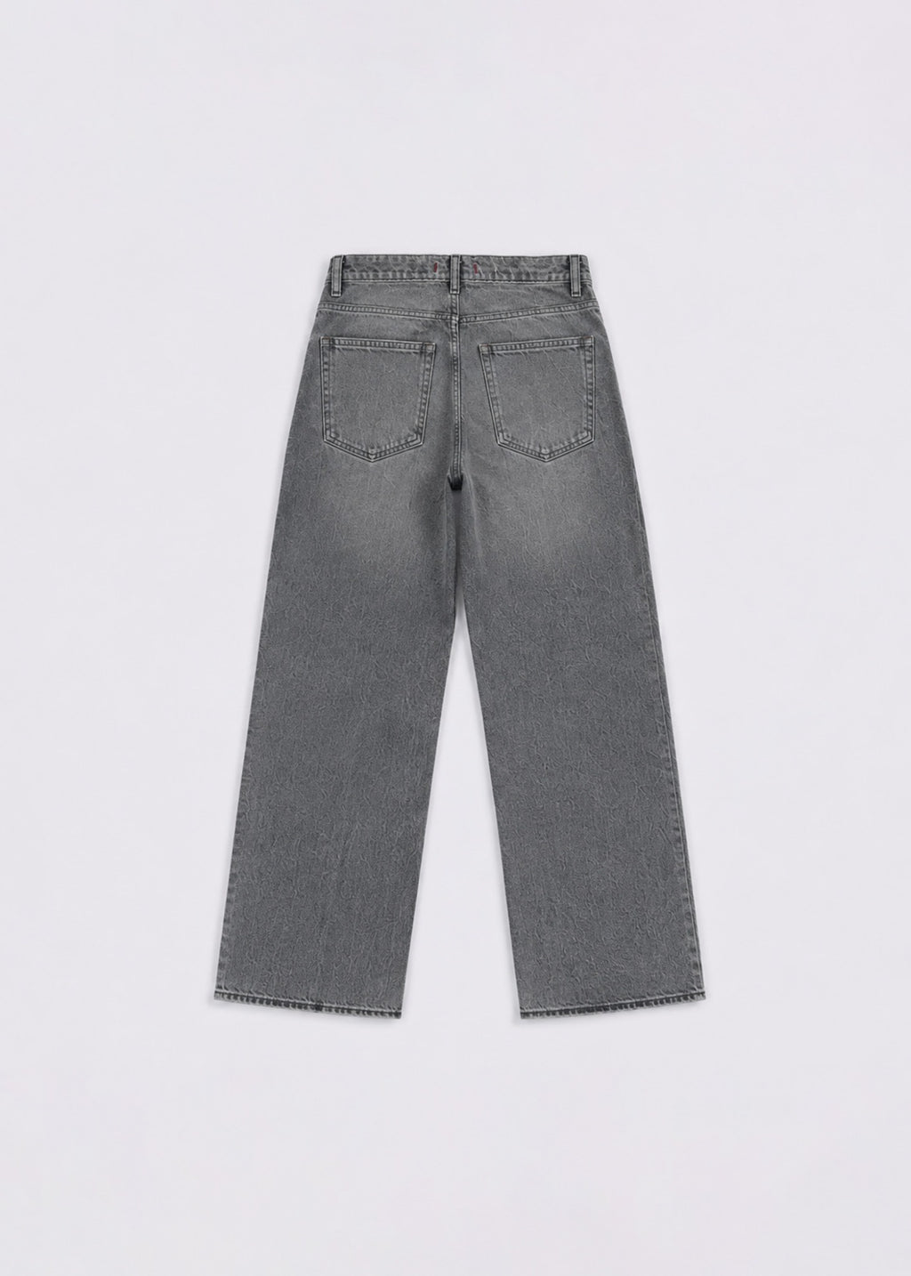 Zara grey acid-wash wide-leg jeans back view with patch pockets
