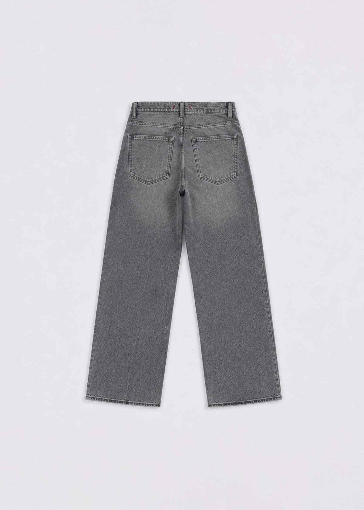 Zara grey acid-wash wide-leg jeans back view with patch pockets