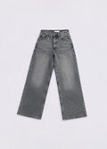 Zara grey acid-wash wide-leg jeans front view